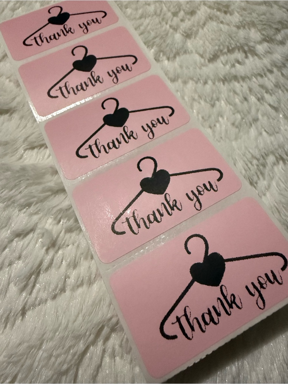 Pink 'Thank You' Sticker Labels - Hanger Heart Design